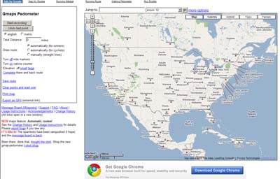 Google map pedometer entry view