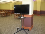 A large-screen collaborative technology cart in the K-State InfoCommons
